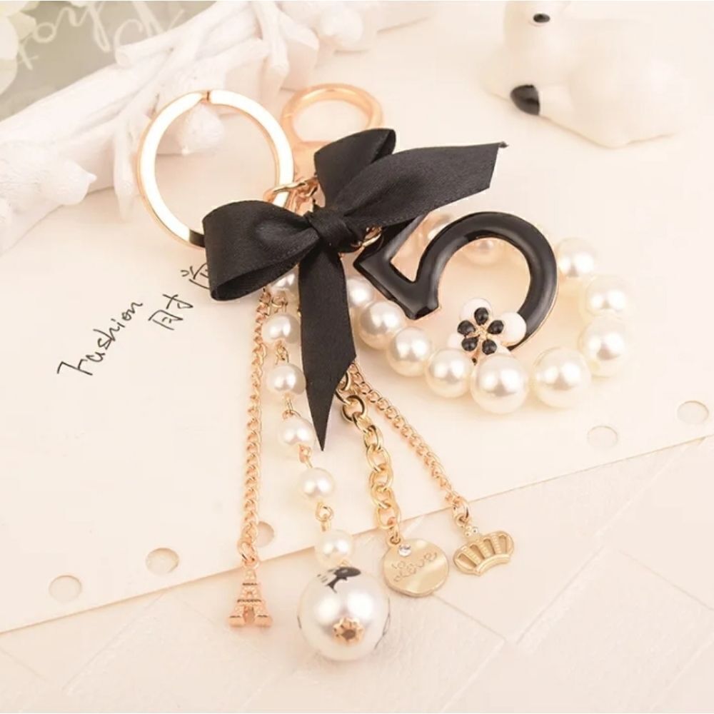 Luxurious No.5 CoCo Pearl Keychain Bag Charm